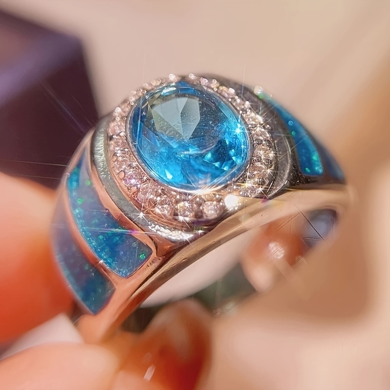 Vintage Water Zirconia & Opal Wedding Ring